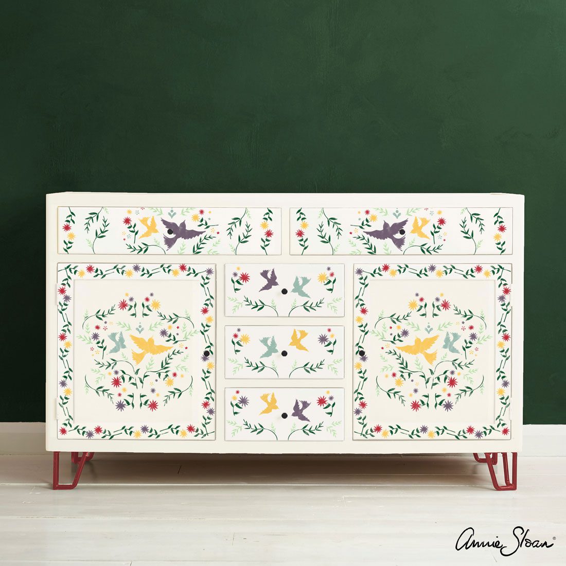 stencil-Mexican-Bird-Stencil-Furniture