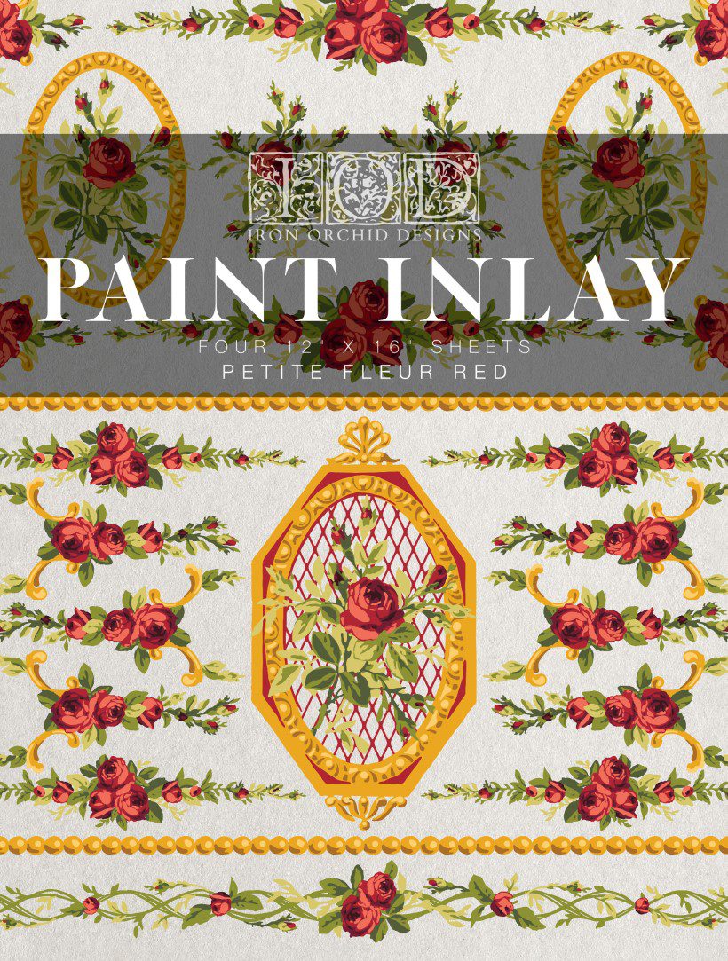 Petite Fleur Red IOD Paint Inlay csom eleje