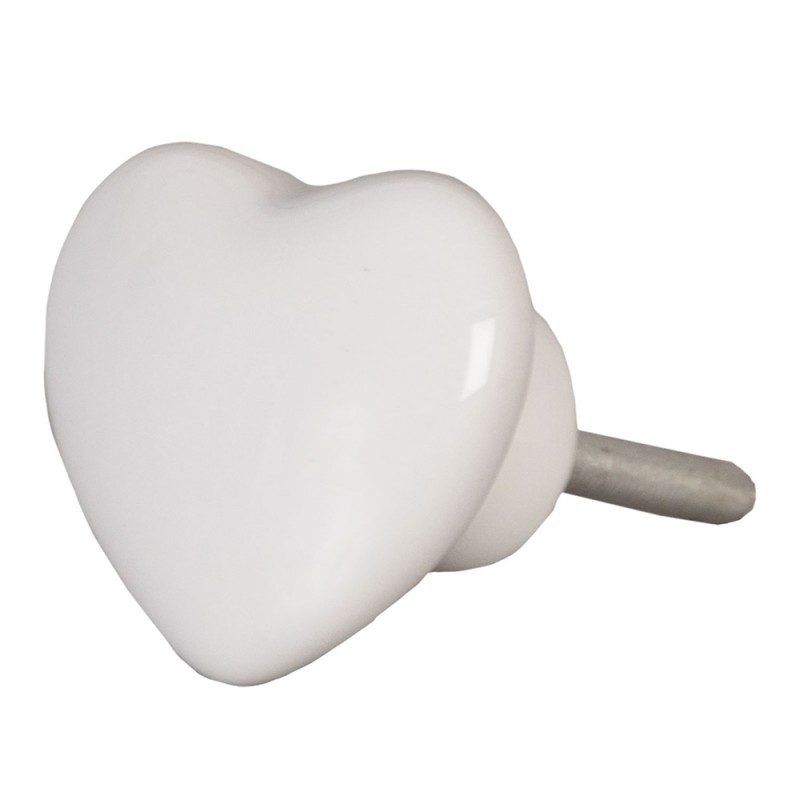 62319 Bútorgomb 4 cm fehér szív kerámia 62319 Bútorgomb 4 cm fehér szív kerámia