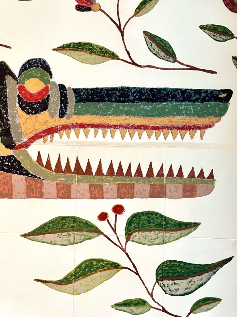 furdoszoba felujitas dekor falfestes krokodil reszlet