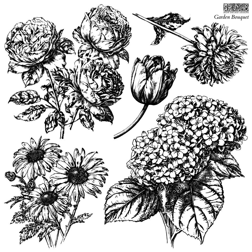 Garden Bouquet IOD stamp artwork