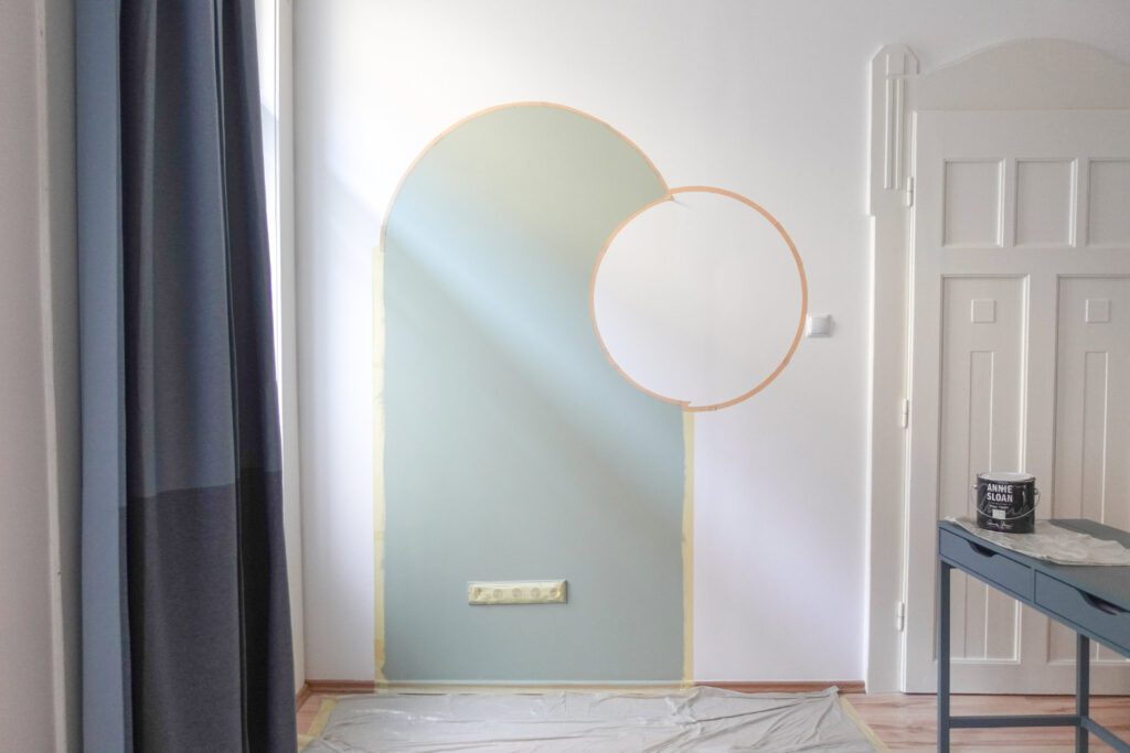 falfestes otletek nappali geometria minta falon annie sloan falfestek terre verte zold