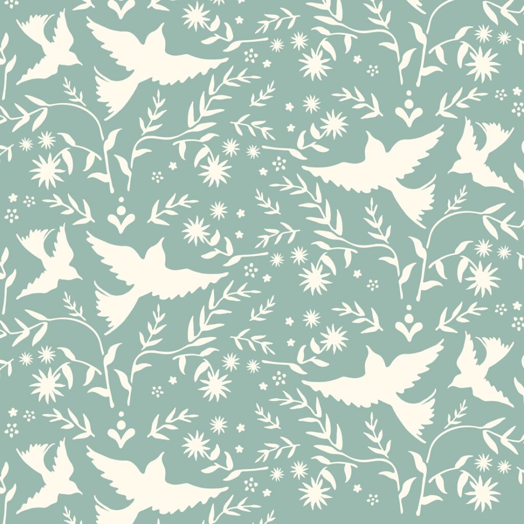 stencil Mexican Birds Old White es Provence szinekkel