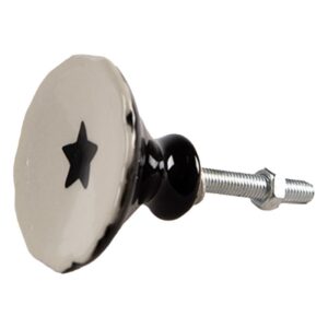 Bútorgomb bézs alapon 1 1 fekete csillag kerámia