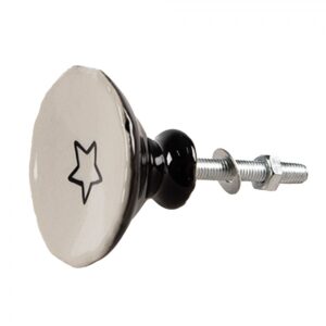 Bútorgomb bézs alapon 1 1 fekete csillag vonalas kerámia