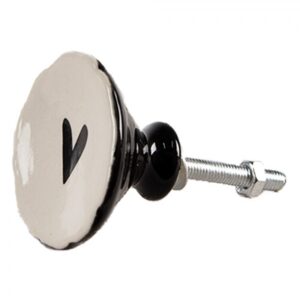 Bútorgomb bézs alapon 1 1 fekete szív kerámia