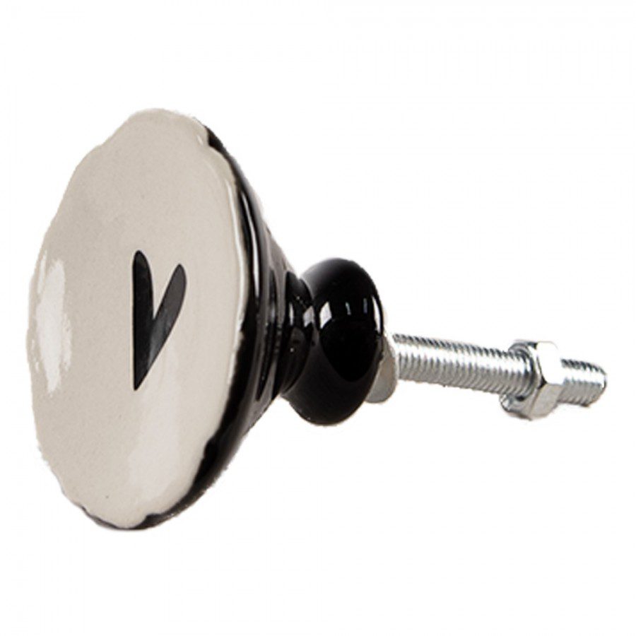 Bútorgomb bézs alapon 1 1 fekete szív kerámia