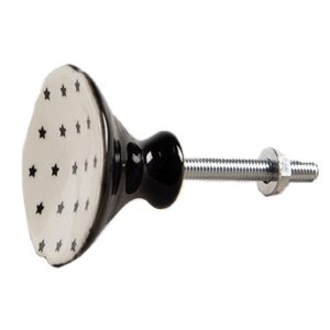 Bútorgomb 2 bézs alapon fekete csillagok kerámia
