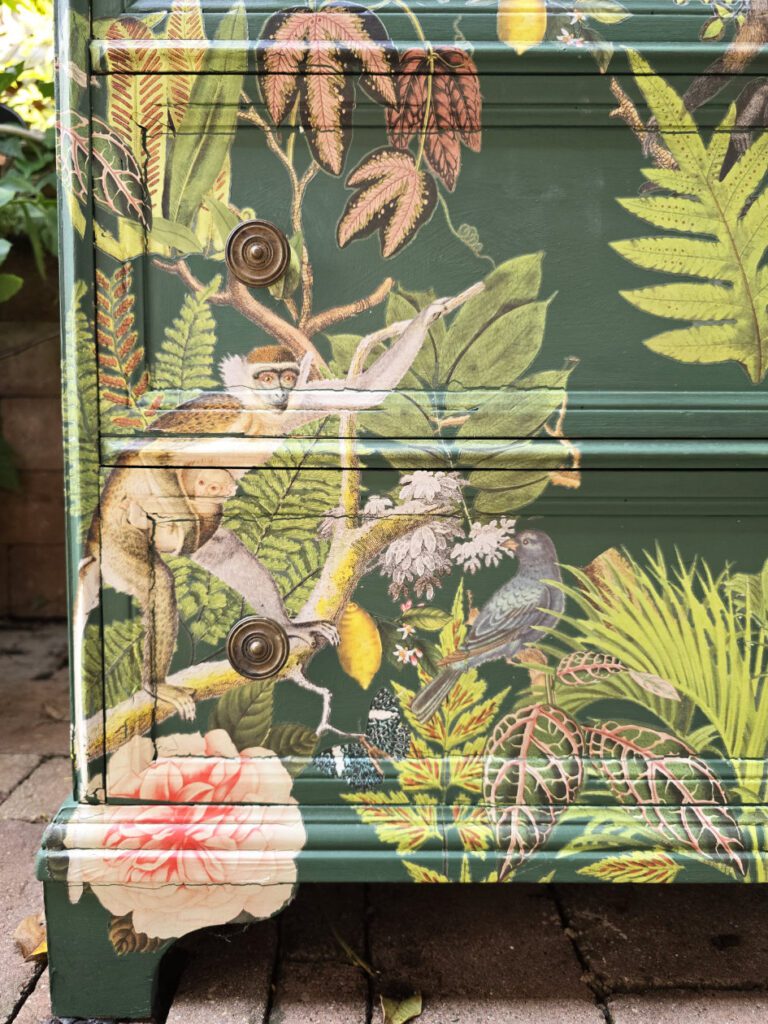 dzsungel mintas komod festese iod transzferfoliaval majmok papgajok reszlet