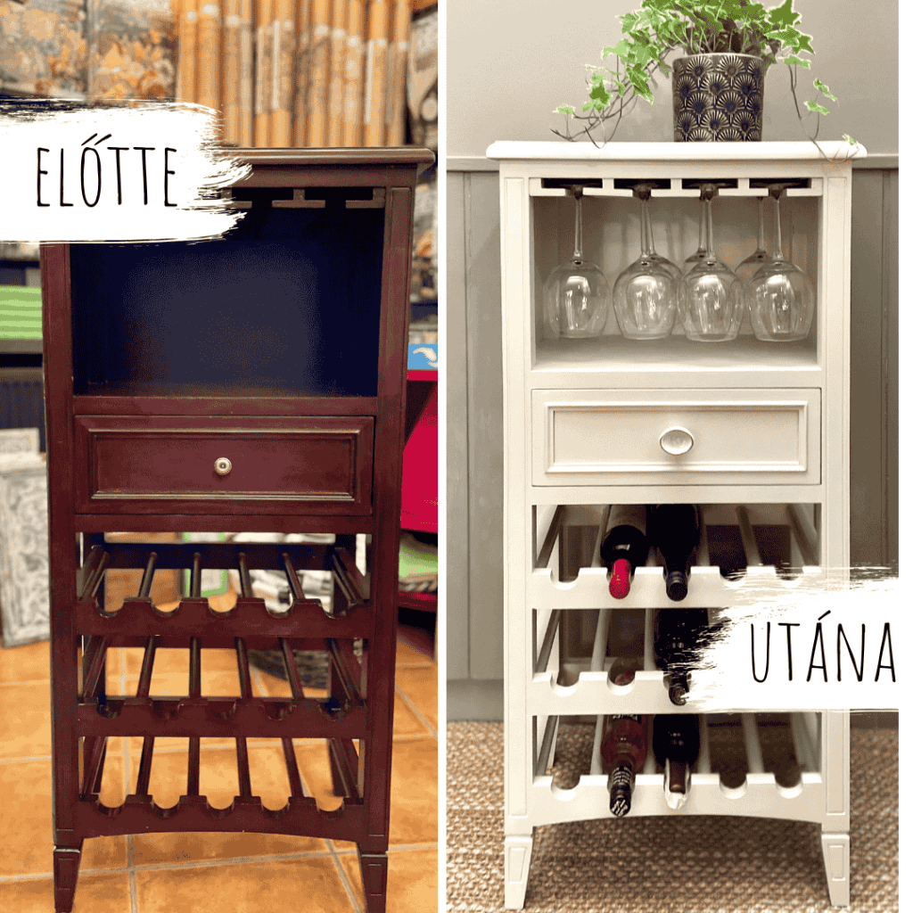 Átfestett bortartó előtte utána