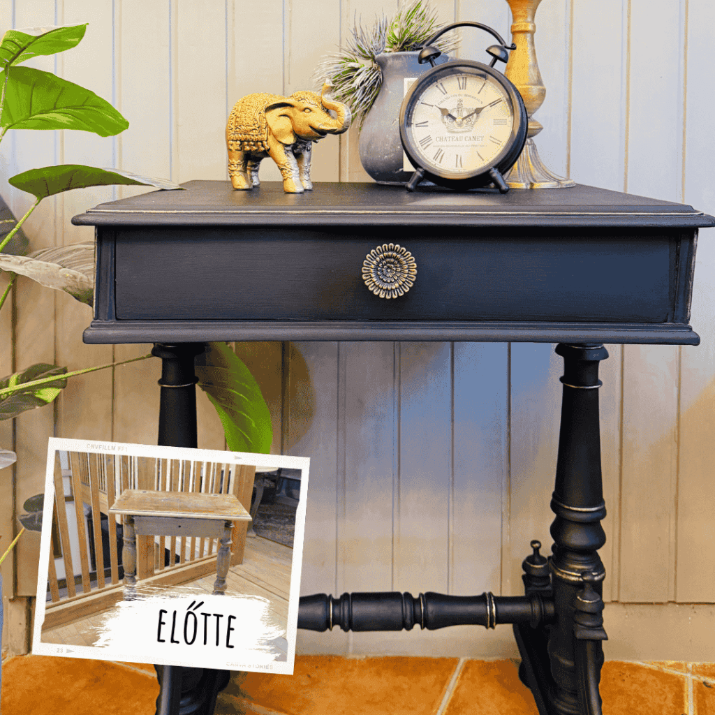 Átfestett varróasztal előtte utána