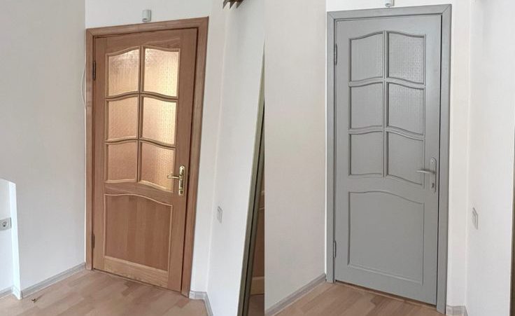 ajtofestes csiszolas nelkul szürke festett ajto kretafestek