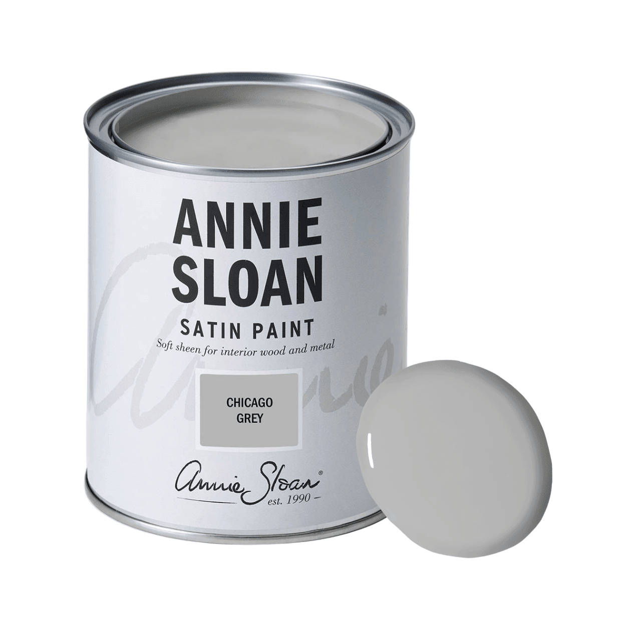 Annie Sloan Chicago Grey Satin Paint festék 750 mililiteres kiszererlés színmintával