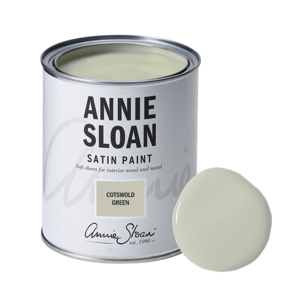 Annie Sloan Cotswold Green Satin Paint festék 750 mililiteres kiszererlés színmintával