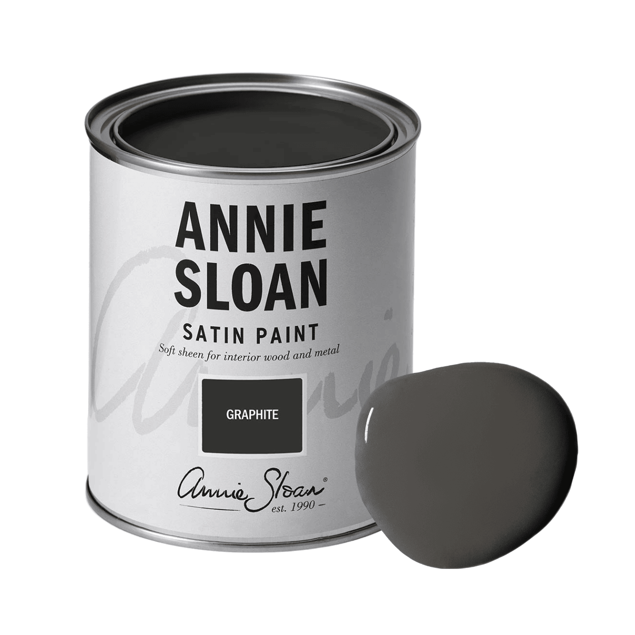 Annie Sloan Graphite Satin Paint festék 750 mililiteres kiszererlés színmintával