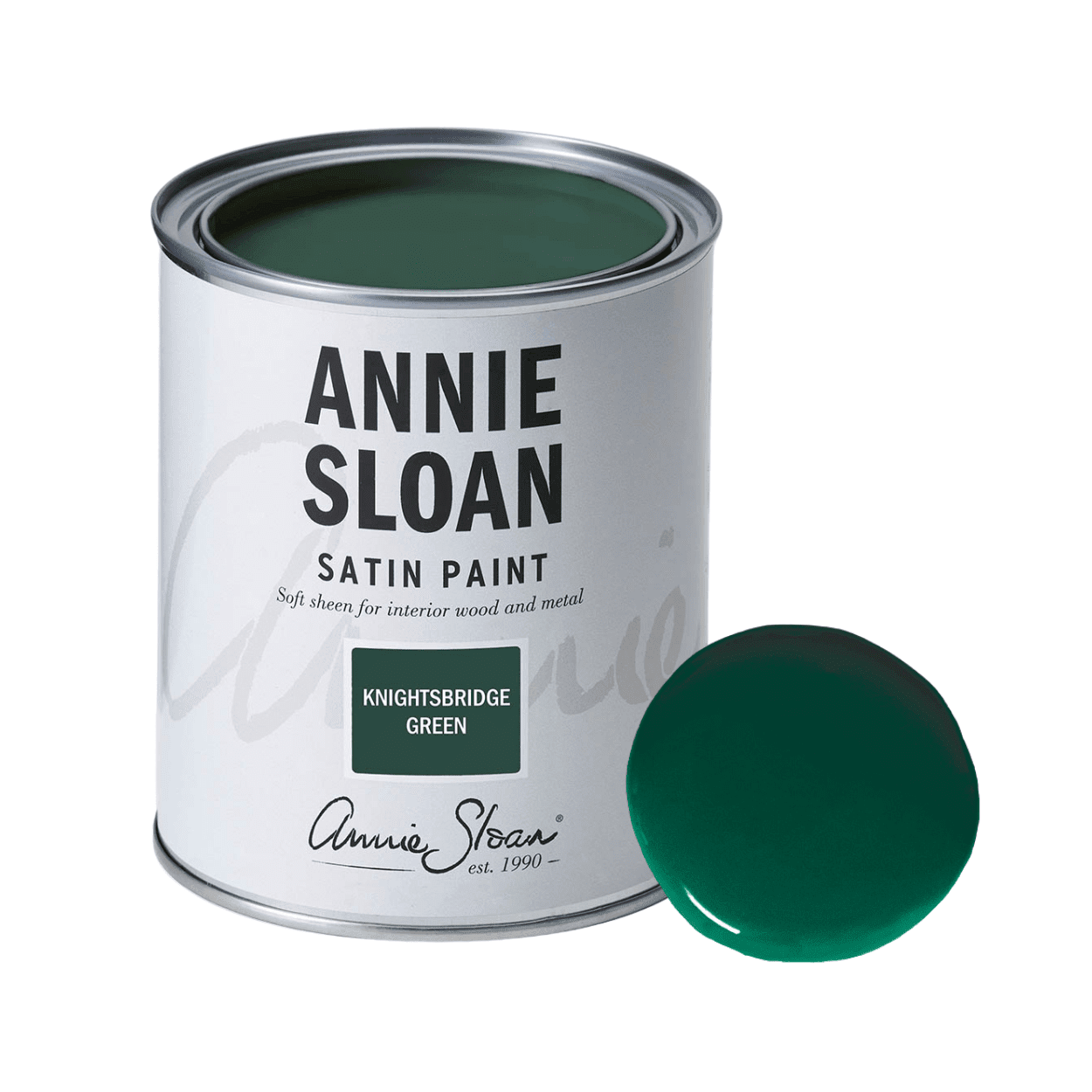 Annie Sloan Knightsbridge Green Satin Paint festék 750 mililiteres kiszererlés színmintával
