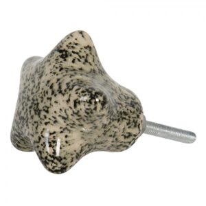 64711 2 Bútorgomb csillag alakú 4 cm fekete foltos kerámia